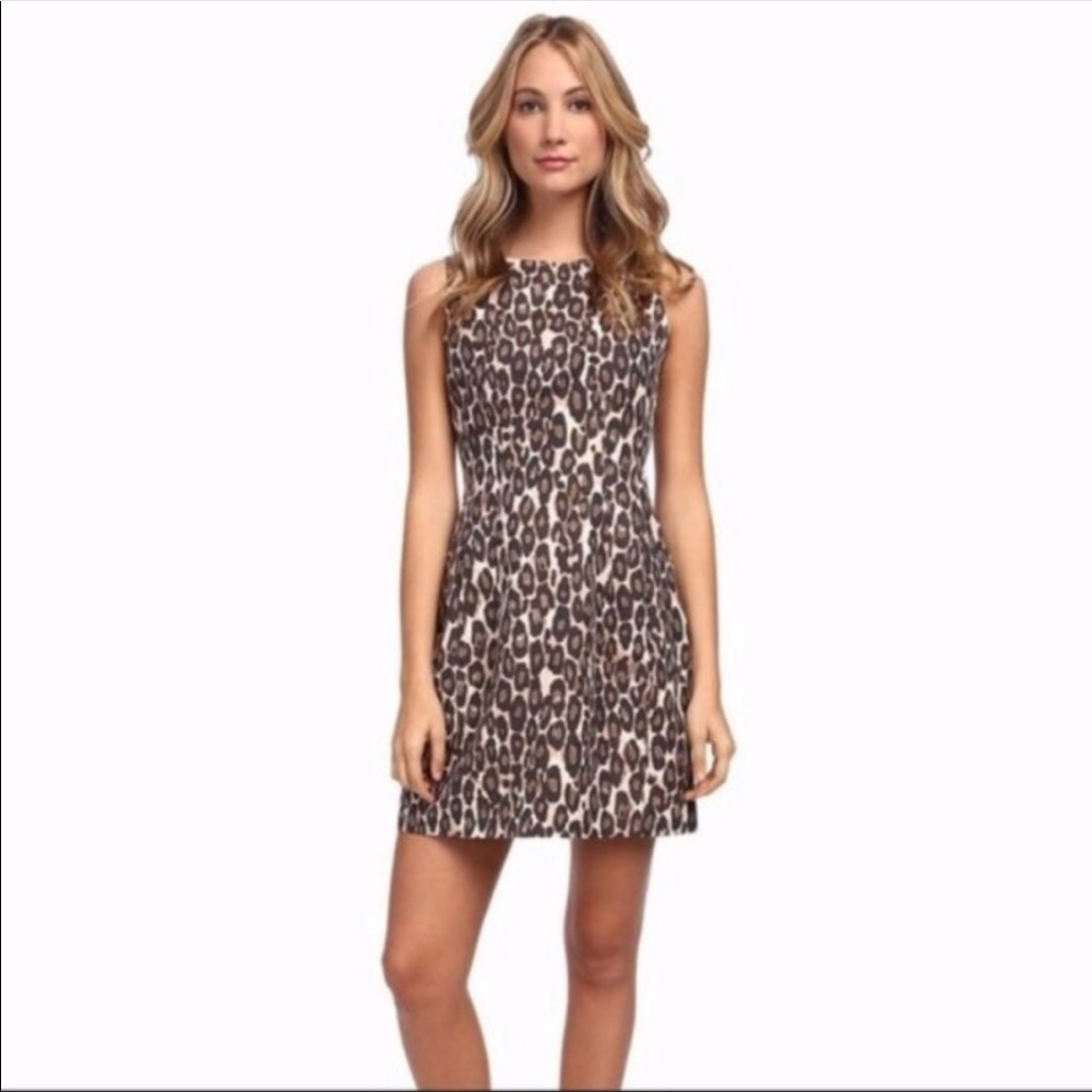 KATE SPADE Leopard Print Sheath Dress Mini Sleeveless Crew Neck Silk